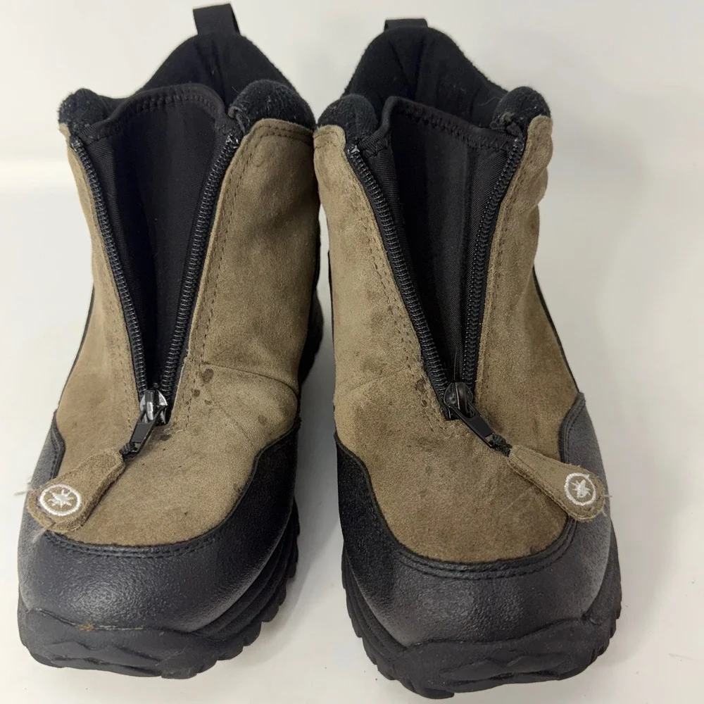 Polaris Thermolite Brown Black Leather Zip Front Winter Boots Womens 8W